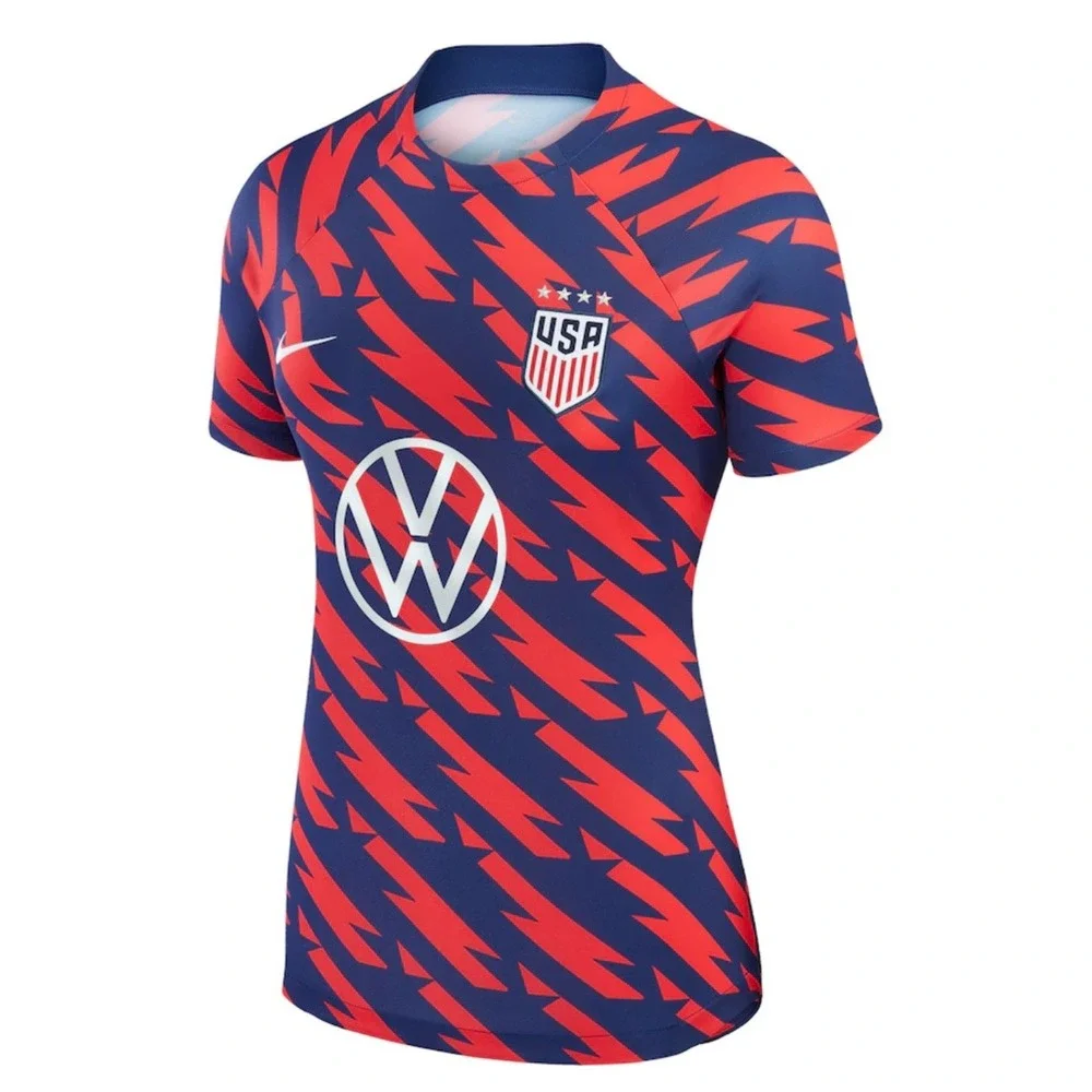 Nike USWNT Jersey Mens M Red Blue Dri Fit 2023 USA Soccer Academy Pro Pre-Match - Picture 2 of 14